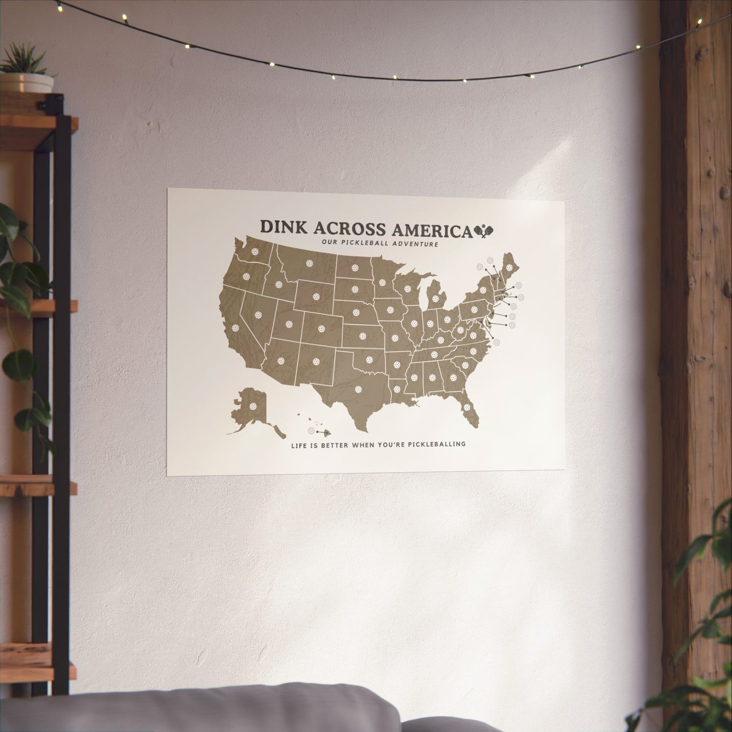 Dink Across America Vintage Fill-In-The-Pickleball Print