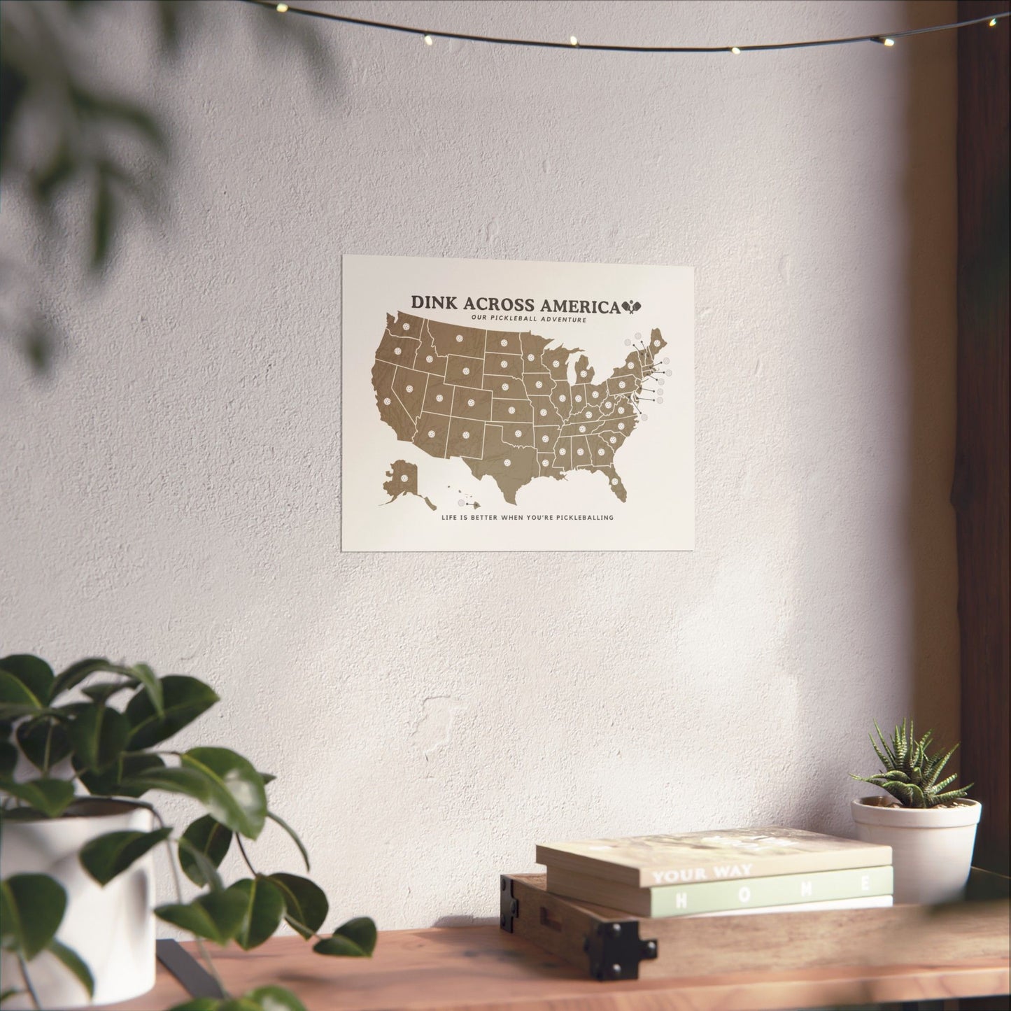 Dink Across America Vintage Fill-In-The-Pickleball Print
