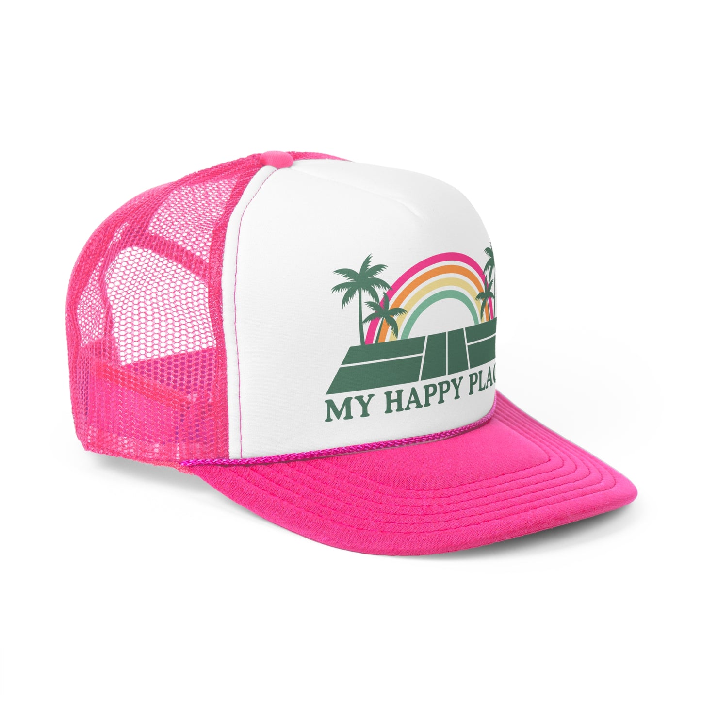 My Happy Place Palm Tree Pickleball Foam Trucker Hat