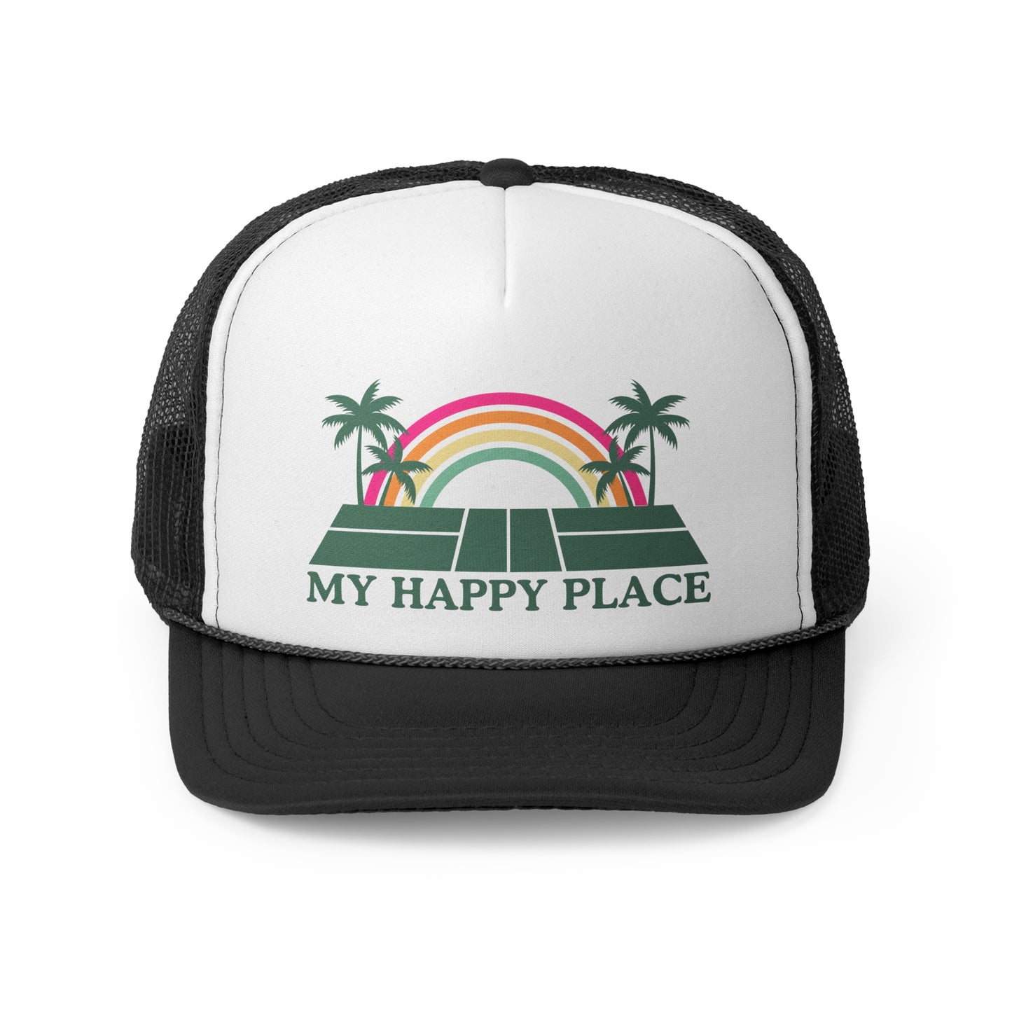 My Happy Place Palm Tree Pickleball Foam Trucker Hat