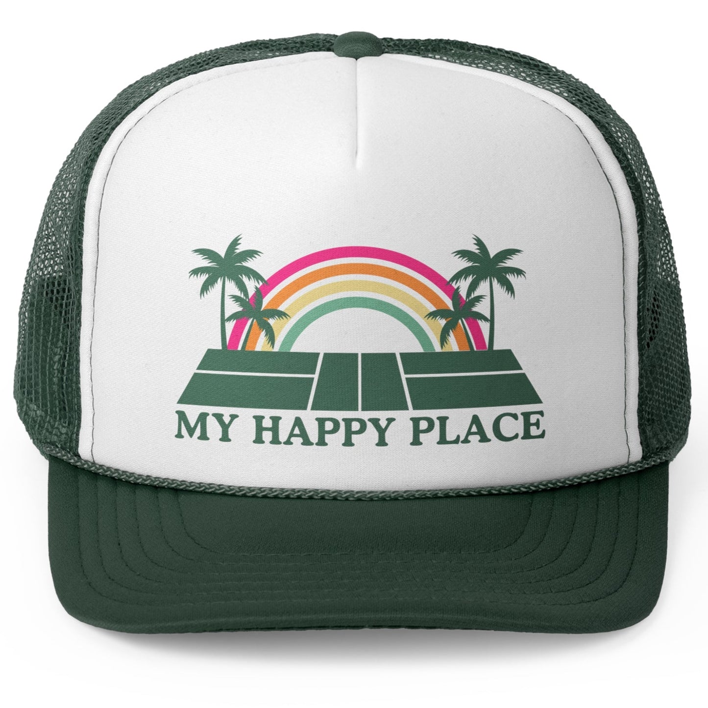 My Happy Place Palm Tree Pickleball Foam Trucker Hat