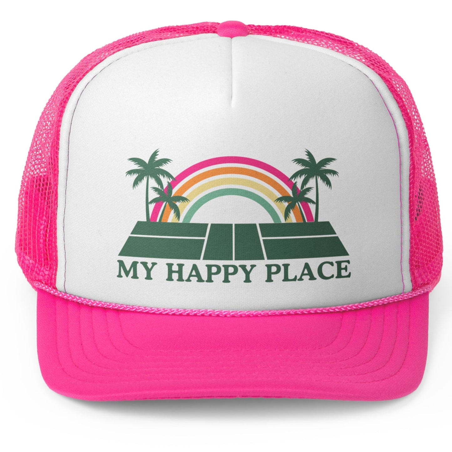My Happy Place Palm Tree Pickleball Foam Trucker Hat