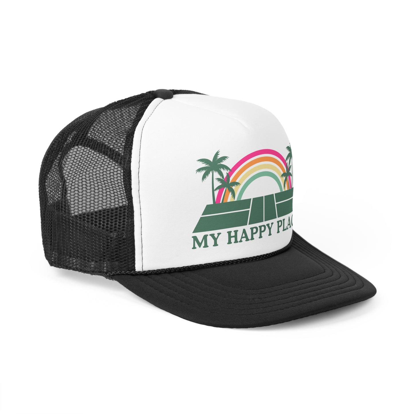 My Happy Place Palm Tree Pickleball Foam Trucker Hat