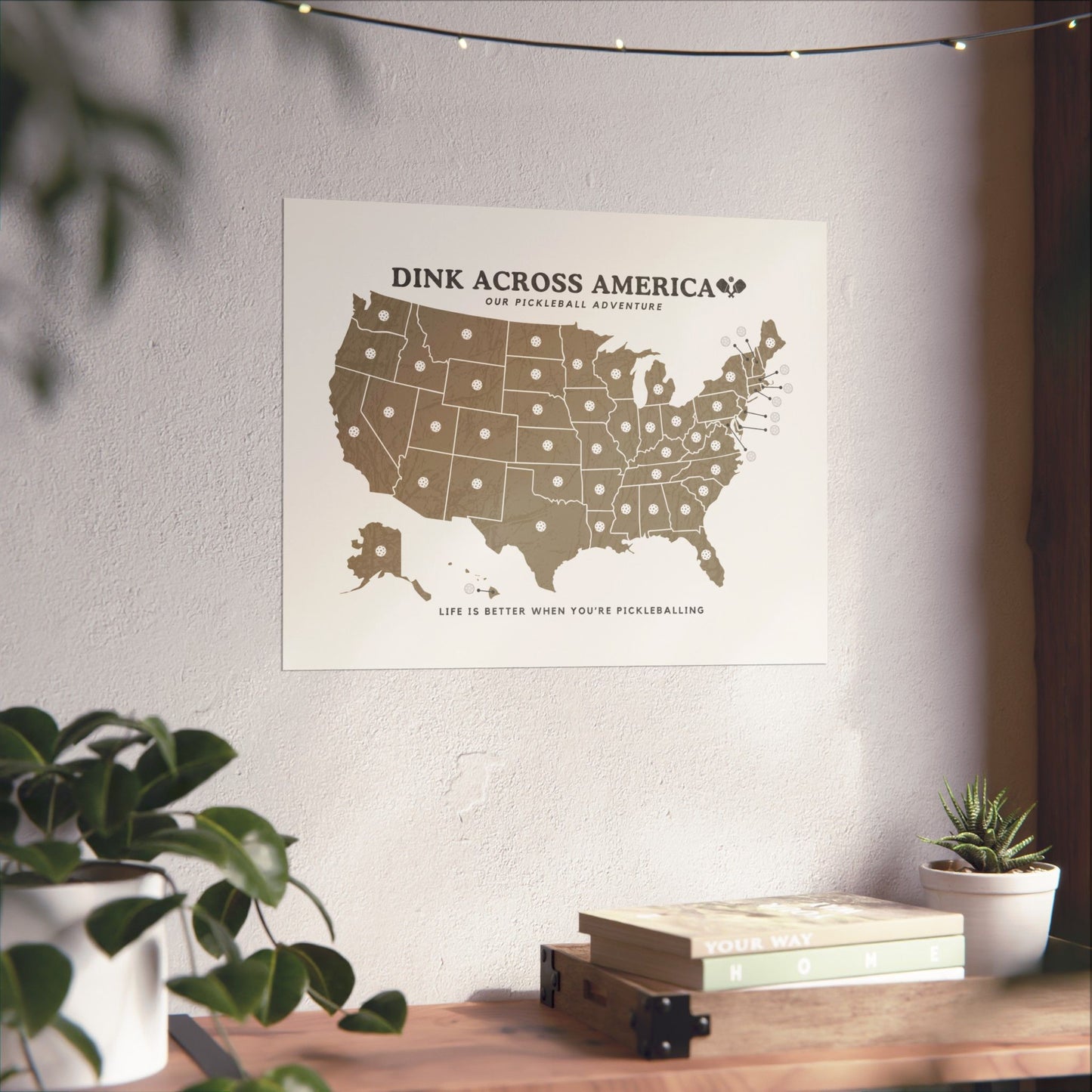 Dink Across America Vintage Fill-In-The-Pickleball Print