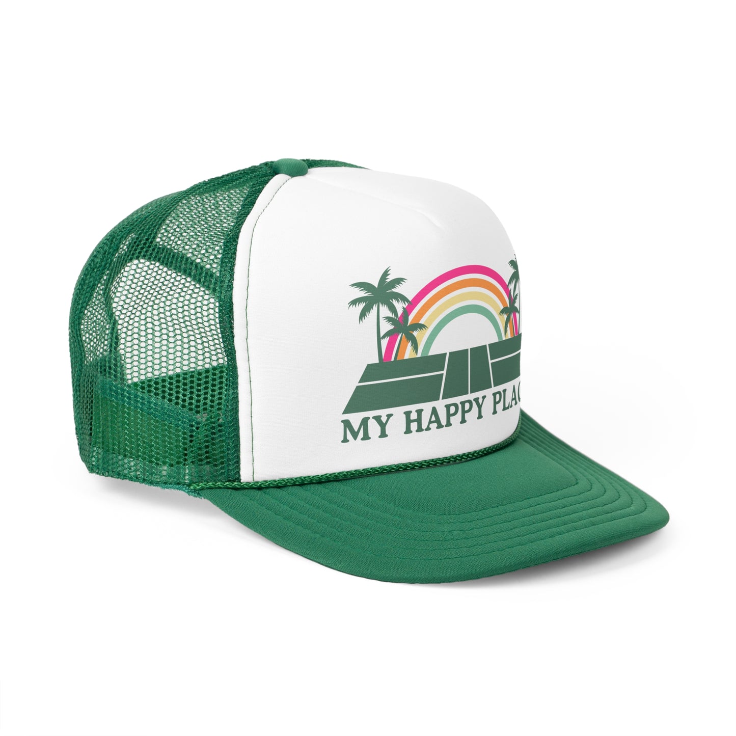 My Happy Place Palm Tree Pickleball Foam Trucker Hat