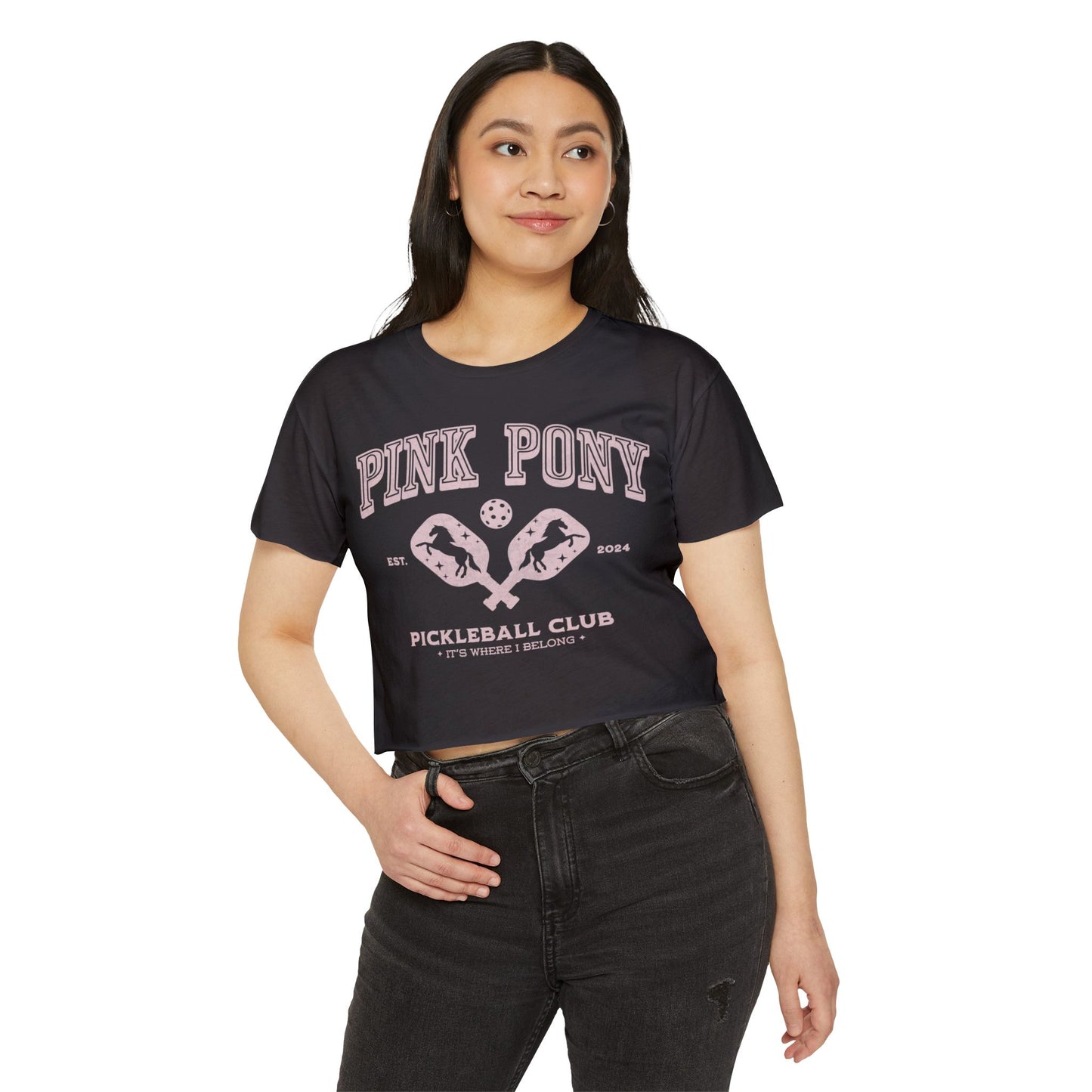 Pink Pony Raw Hem Crop Top