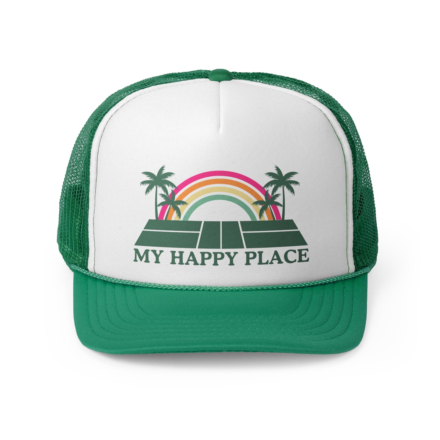 My Happy Place Palm Tree Pickleball Foam Trucker Hat