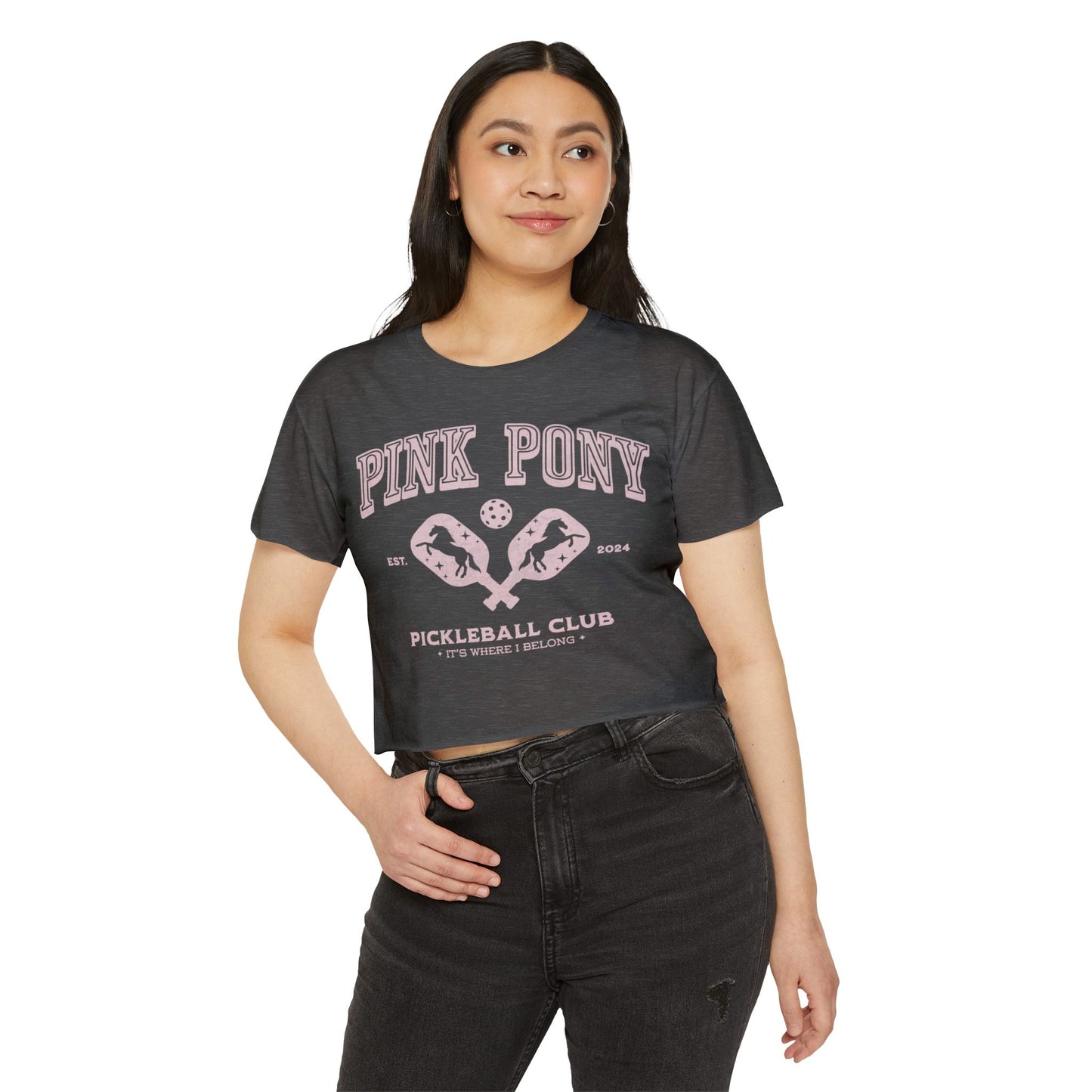 Pink Pony Raw Hem Crop Top