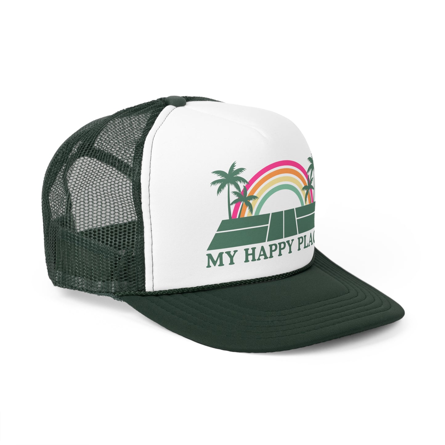 My Happy Place Palm Tree Pickleball Foam Trucker Hat