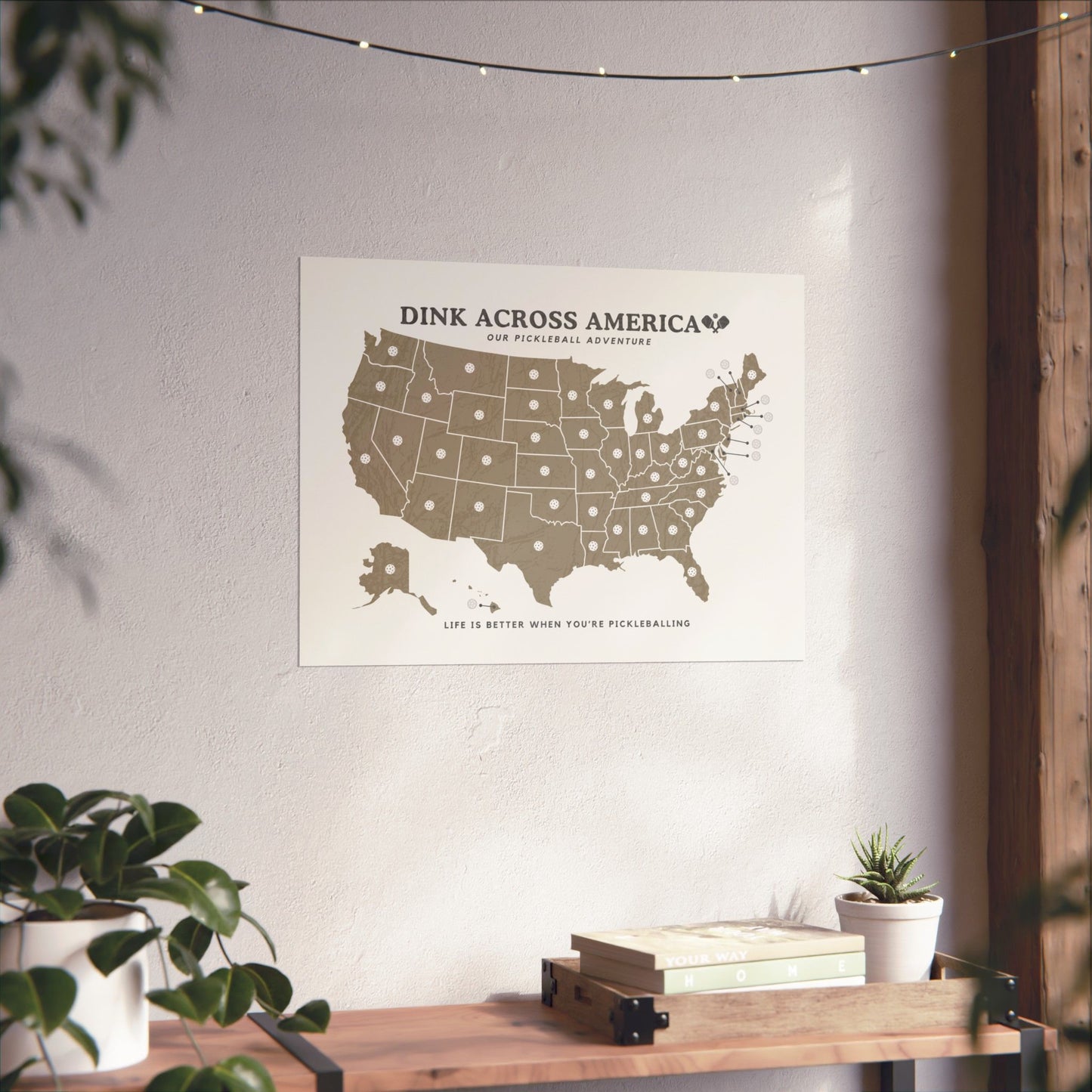 Dink Across America Vintage Fill-In-The-Pickleball Print