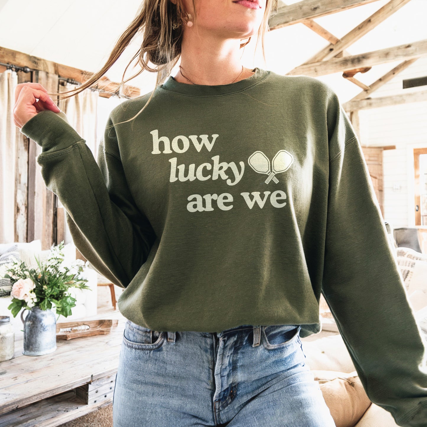 How Lucky Are We Pickleball Sweatshirt