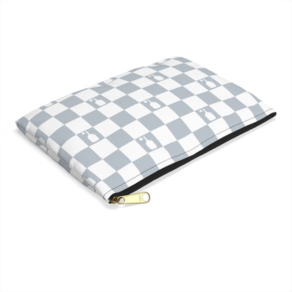 Pale Blue Checkered Pickleball Accessory Pouch