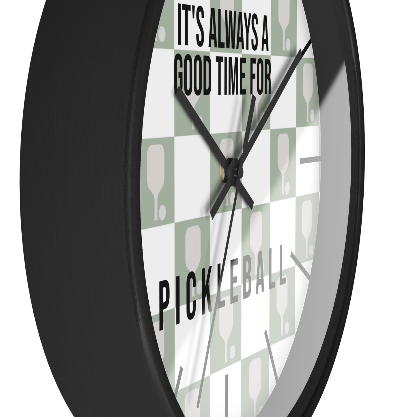 It's Always Time For Pickleball Sage Checkered Wall Clock