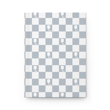 Pale Blue Checkered Pickleball Hardcover Journal Matte