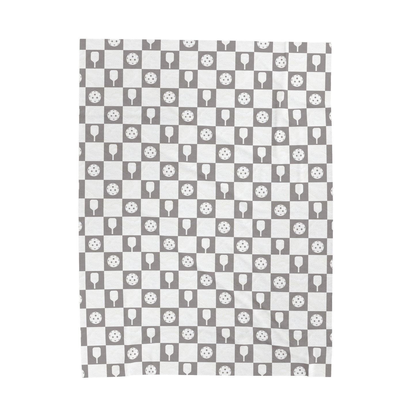 Gray Checkered Pickleball Velveteen Plush Blanket