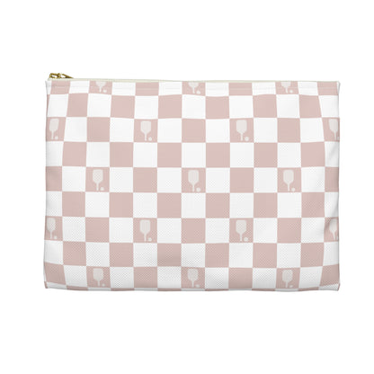 Dusty Rose Checkered Pickleball Accessory Pouch