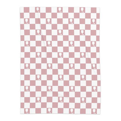 Rose Checkered Pickleball Sherpa Blanket