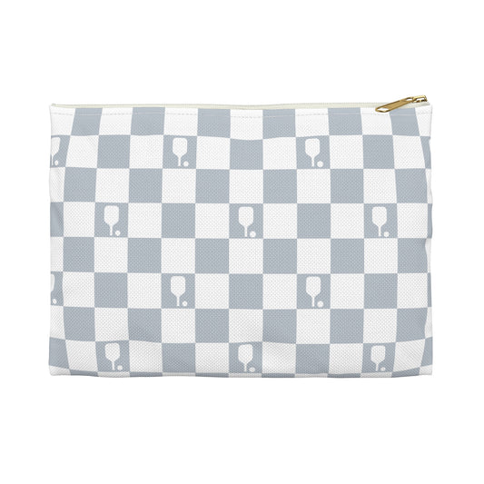 Pale Blue Checkered Pickleball Accessory Pouch