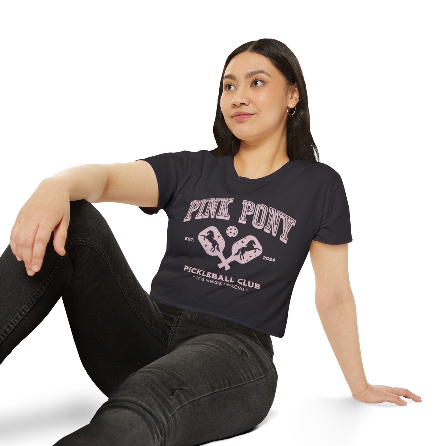Pink Pony Raw Hem Crop Top