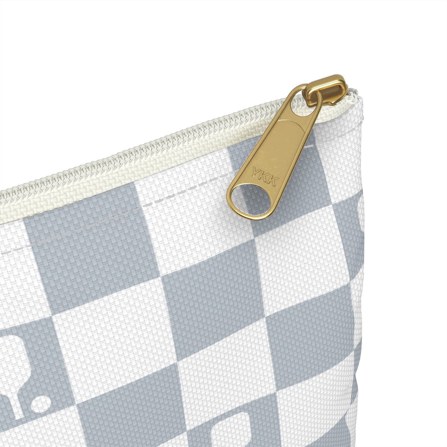 Pale Blue Checkered Pickleball Accessory Pouch