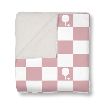 Rose Checkered Pickleball Sherpa Blanket