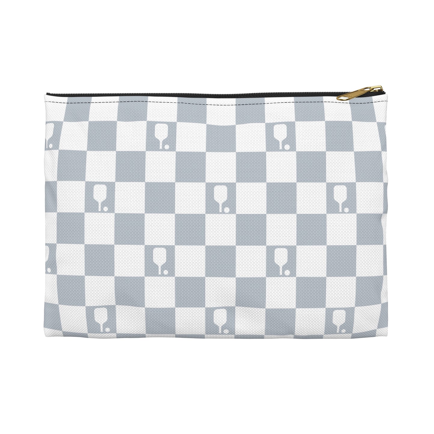 Pale Blue Checkered Pickleball Accessory Pouch