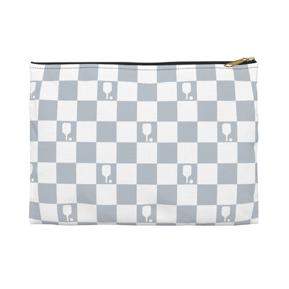 Pale Blue Checkered Pickleball Accessory Pouch