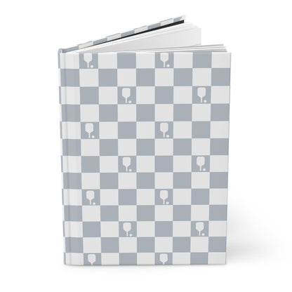 Pale Blue Checkered Pickleball Hardcover Journal Matte