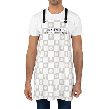 I Dink I'm Lost Greige Checkered Apron