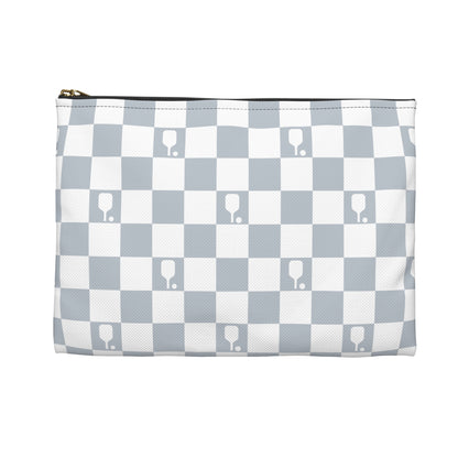 Pale Blue Checkered Pickleball Accessory Pouch