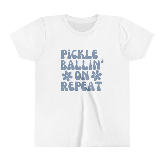 Pickleballin' On Repeat Youth Cotton Short Sleeve Tee