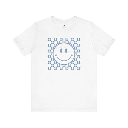 Smiley Checkered Cotton Unisex T-Shirt