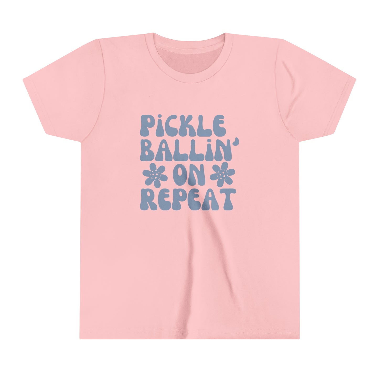 Pickleballin' On Repeat Youth Cotton Short Sleeve Tee