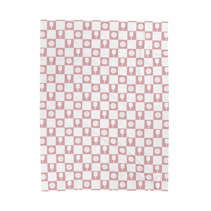 Pink Checkered Paddle Velveteen Plush Blanket