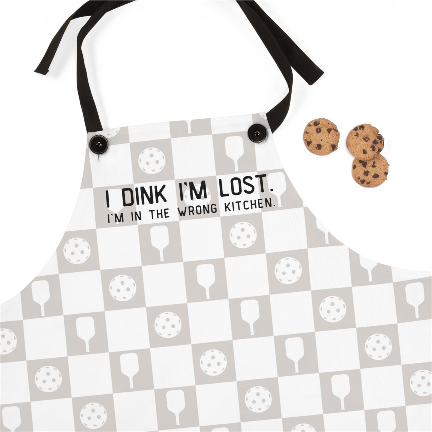 I Dink I'm Lost Greige Checkered Apron