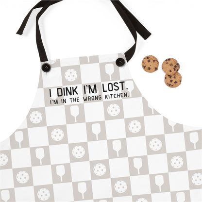 I Dink I'm Lost Greige Checkered Apron