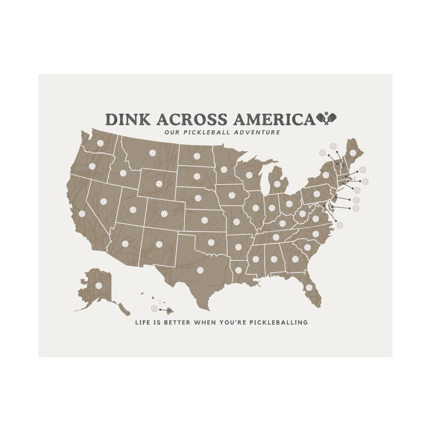 Dink Across America Vintage Fill-In-The-Pickleball Print