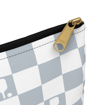 Pale Blue Checkered Pickleball Accessory Pouch