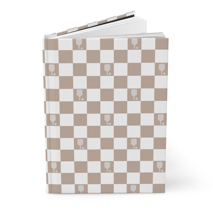 Tan Checkered Pickleball Hardcover Journal Matte