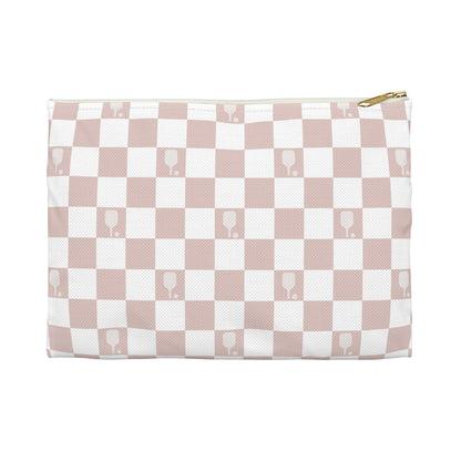 Dusty Rose Checkered Pickleball Accessory Pouch