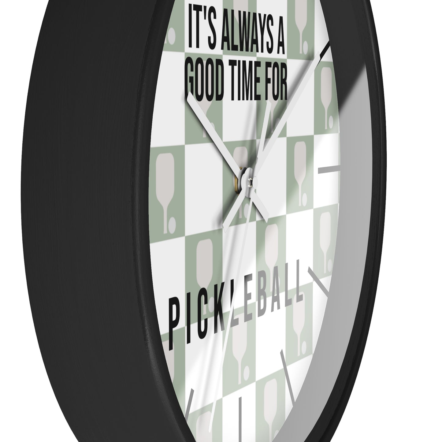 It's Always Time For Pickleball Sage Checkered Wall Clock