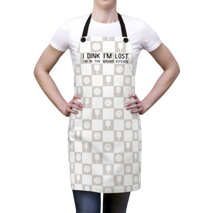 I Dink I'm Lost Greige Checkered Apron