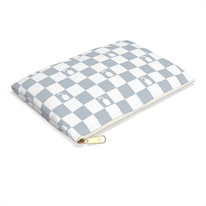 Pale Blue Checkered Pickleball Accessory Pouch