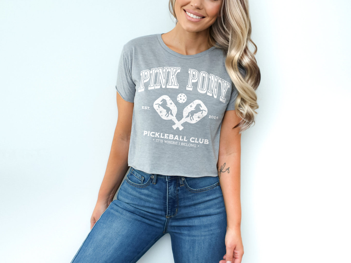 Pink Pony Raw Hem Crop Top