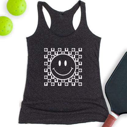 Women's Positive Pickleball Smiley Tri-Blend Racerback Tank