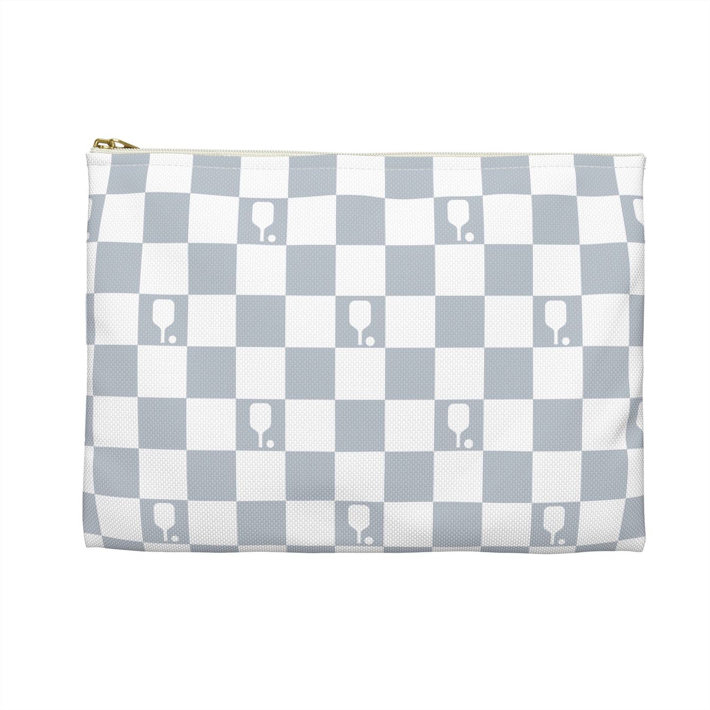 Pale Blue Checkered Pickleball Accessory Pouch