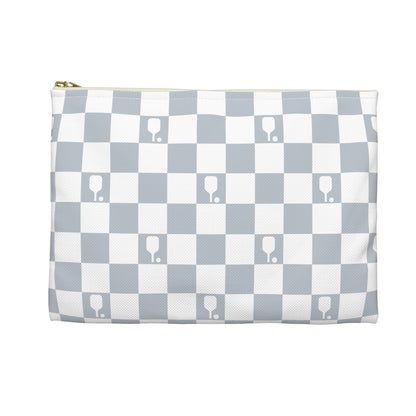 Pale Blue Checkered Pickleball Accessory Pouch