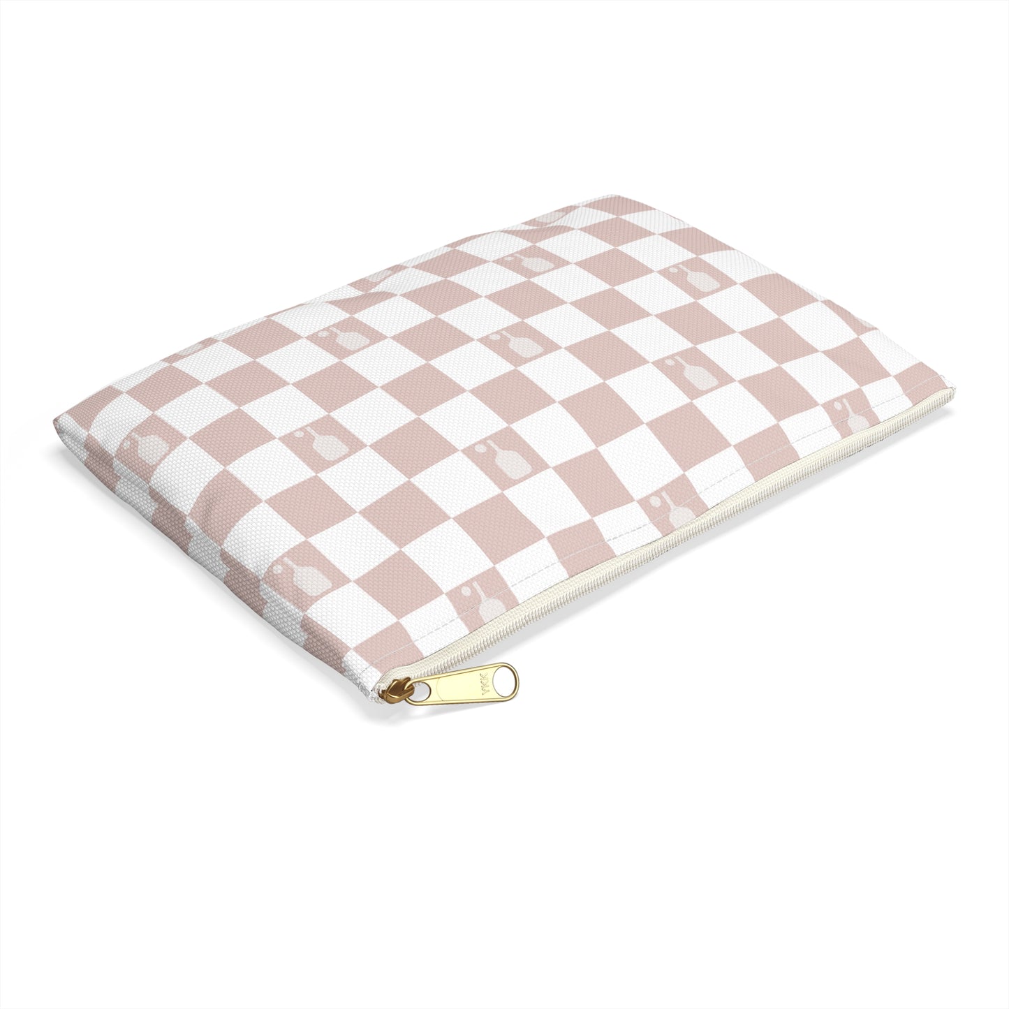 Dusty Rose Checkered Pickleball Accessory Pouch