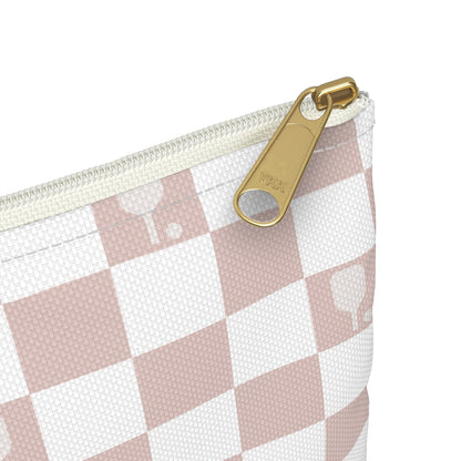 Dusty Rose Checkered Pickleball Accessory Pouch