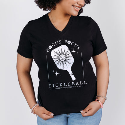 V-neck H*cus P*cus Pickleball Tee